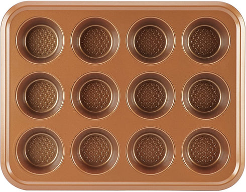 Ayesha Curry Nonstick Bakeware Nonstick 12-Cup Muffin Tin / Nonstick 12-Cup Cupcake Tin - 12 Cup, Brown