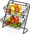 SimpleHouseware 2-Tier Rigid Wire Market Basket Stand, Black