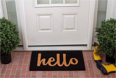 Calloway Mills 100231729BNS Script Hello Doormat, 17" x 29", Black/Natural