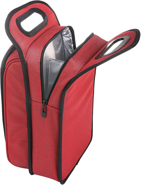 ALLCAMP Insulated Wine Tote Bag and Wine Travel Bag with handle,Great Gift for Wine Lover,Red