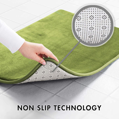 Genteele Bath Mats for Bathroom Non Slip - Green 17" x 24" Memory Foam Bathroom Rugs - Quick Dry Bath Mat