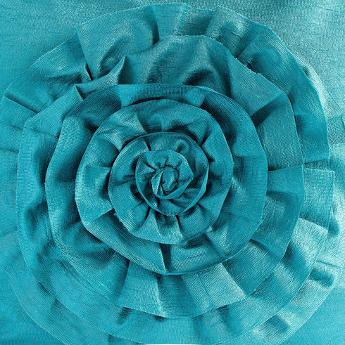 The White Petals Teal Throw Pillow Cover (3D Flower, 18x18 inch, Pack of 1)