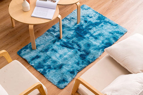 Sualvida Soft Fluffy Bedroom Rugs - 3' x 5' Feet Indoor Shaggy Plush Area Rug for Boys Girls Kids College Dorm Living Room Home Decor Floor Carpet ( Dark Blue)