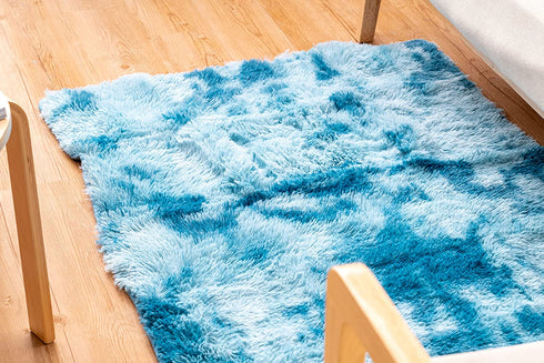 Sualvida Soft Fluffy Bedroom Rugs - 3' x 5' Feet Indoor Shaggy Plush Area Rug for Boys Girls Kids College Dorm Living Room Home Decor Floor Carpet ( Dark Blue)