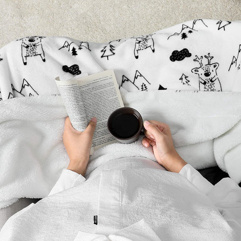 TILLYOU Reversible Plush Sherpa Fleece Baby Blanket for Boys, Girls, Kids, Toddler, Infant, Newborn, 40?x50? - Fuzzy Fluffy Warm Throw Blanket for Toddler Bed, Crib, Stroller, Bassinet, Pet, Reindeer