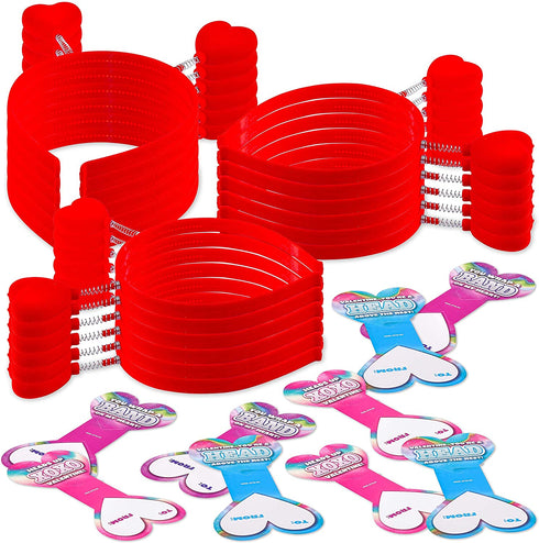 JOYIN 18 Packs Valentines Day Heart Headband with Card Headers for Classroom Exchange Prizes, Valentines Greeting Cards, Valentine Party Favors, Valentine Exchange Gifts