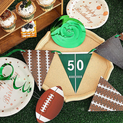 14 PIeces Football Party Supplies 2 Pieces Football Pennant Banner Garland 12 Pieces Football Hanging Swirls Superbowl Decorations Sport Theme Party for Sport Clubs Party Birthday Home Decor