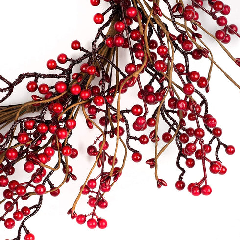 18 inches Christmas Wreath Winter Wreath for Front Door Red Berry Wreath for Wall and Window Decorations