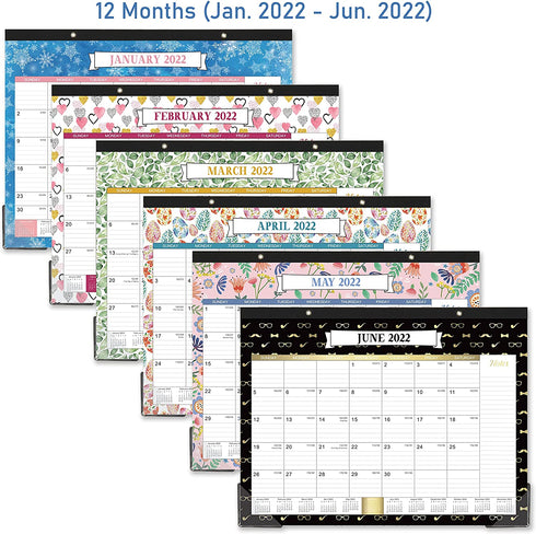 2022 Desk Calendar - Monthly Desk/Wall Calendar, Premium Thick Paper + Corner Protectors - 12 Different Themes 22" — 17", Jan 2022 - Dec 2022, Large Ruled Blocks