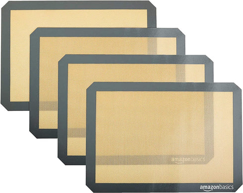 Amazon Basics Silicone, Non-Stick, Food Safe Baking Mat - Pack of 4