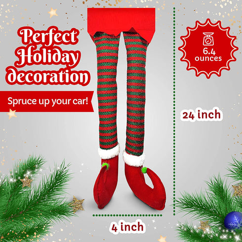 1 Pair Elf Christmas Decorations for Your Vehicle or Fireplace - Hanging Elf Legs for Car Perfect for Holiday Cheer. One Pair Random Style Santa Leg or Elf Leg. STYLE WILL VARY AT RANDOM ELF/SANTA (1)