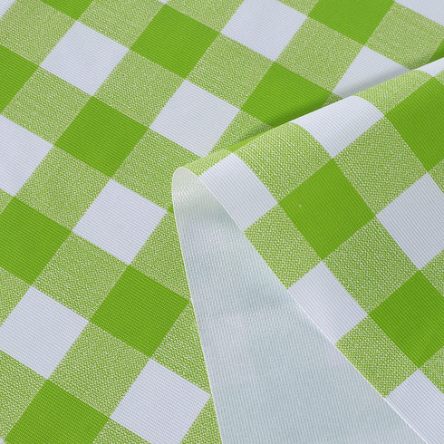 sancua Checkered Vinyl Rectangle Tablecloth, 60 x 102 Inch, 100% Waterproof Oil Proof Spill Proof PVC Table Cloth, Wipe Clean Table Cover for Dining Table, Buffet Parties, Apple Green and White