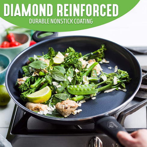 GreenLife Soft Grip Diamond Healthy Ceramic Nonstick 11" Griddle Pan, PFAS-Free, Dishwasher Safe, Black