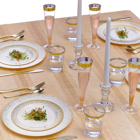 Silver Spoons Ocean Mist Collection Disposable Dinnerware Plates, Dessert, Gold
