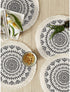 Sungea Mandala Round Placemats Set of 4, Boho Cotton Woven Macrame Tassels Table Mats Washable Heat Resistant Neutral Place Mat for Dining Room Kitchen Table Decor (13 Inches, Dark Grey)
