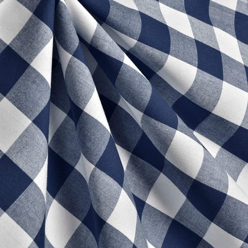 Cotton Clinic 20x20 Gingham Buffalo Check Cloth Dinner Napkins Pack of 12, 100% Cotton Cocktail Napkins, Wedding Dinner Napkins with Mitered Corners and Generous Hem - Navy White