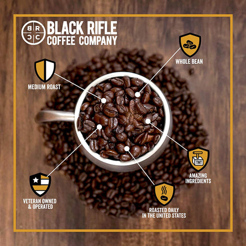 Black Rifle Coffee Whole Bean (Just Black (Medium Roast), 12 Ounce)