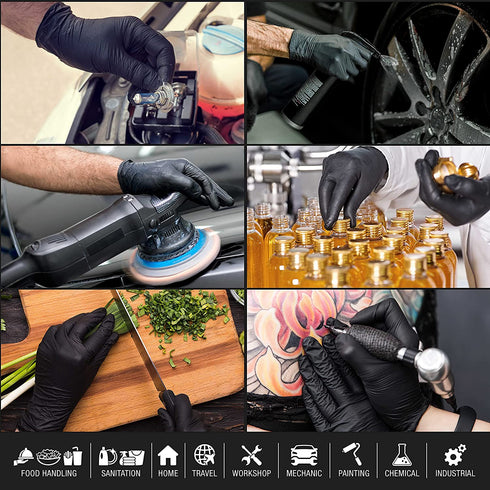Dura-Gold HD Black Nitrile Disposable Gloves, Box of 100, Size X-Large, 6 Mil - Latex Free, Powder Free, Textured Grip