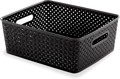 BINO Woven Plastic Storage Basket, Large (Black)