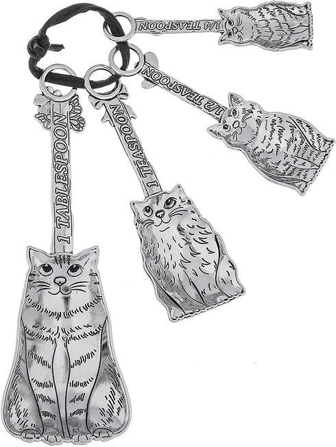 Ganz Family Of Cats Polished Silver Tone Zinc Alloy Measuring Spoons, 4-Piece Set