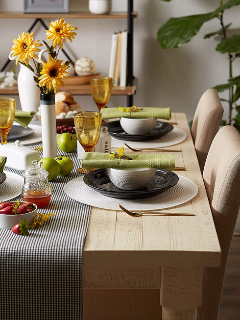 DII Classic Woven Tabletop Collection, Indoor/Outdoor Placemat Set, Round, 15" Diameter, White, 6 Piece