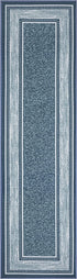 Ottomanson Ottohome Collection Contemporary Bordered Design Rubberback Runner Rug, 1'10" x 7', Blue