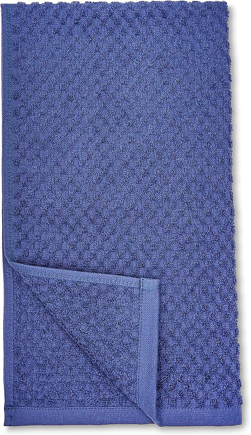 Amazon Basics 100% Cotton Terry Kitchen Dish Towels, Popcorn Texture - 4-Pack, Navy