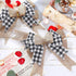 Syhood 4 Pieces Black and White Burlap Bows Christmas Wreath Bows Large Buffalo Plaid Wreath Bows Craft Ribbon Bows Tree Topper Bows Rustic Checkered Bows for Wedding Party Decoration 9.4 x 13 Inch