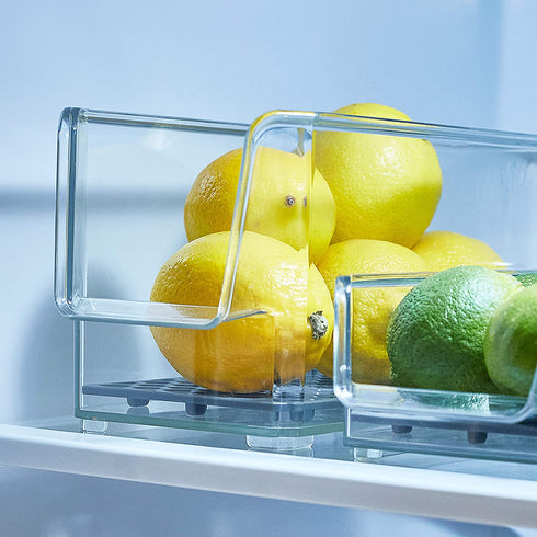Spectrum Diversified Hexa in-Fridge Large Refrigerator Bin for Storage and Organization of Fruit Vegetables Produce and More, 8.5 x 4 x 4.25, Clear/Dark Gray