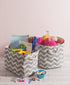 DII Polyester Container with Handles, Chevron Storage Bin, Large, Gray