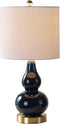 JONATHAN Y JYL1028F Anya 20.5" Mini Glass LED Lamp Transitional,Glam,Midcentury for Bedroom, Living Room, Office, College Dorm, Coffee Table, Bookcase, 1, Navy