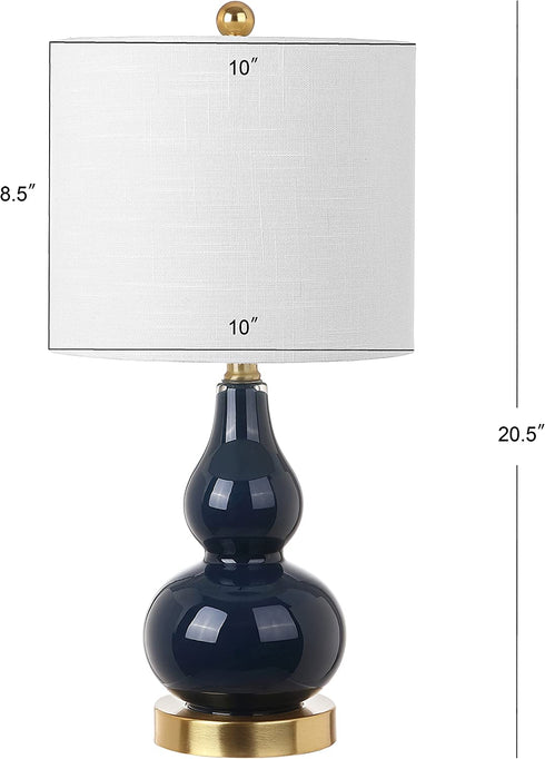 JONATHAN Y JYL1028F Anya 20.5" Mini Glass LED Lamp Transitional,Glam,Midcentury for Bedroom, Living Room, Office, College Dorm, Coffee Table, Bookcase, 1, Navy