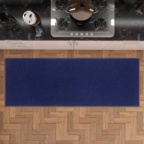 Sweet Home Stores Sweethome Collection Solid Design Rubberback Runner Rug, 2'3" x 6', Navy