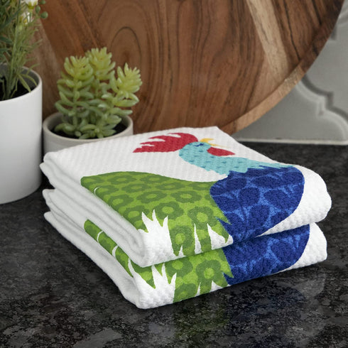 T-Fal Textiles 62418 Kitchen Towel Set, 2-Pack, Rooster Print, 2 Count