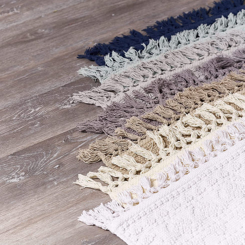French Connection Nellore Bath Mat | Woven and Beaded Bathroom Rug | 100% Cotton | Premium Bathroom D©cor | Machine Washable | Measures 20"x34" | Light Grey