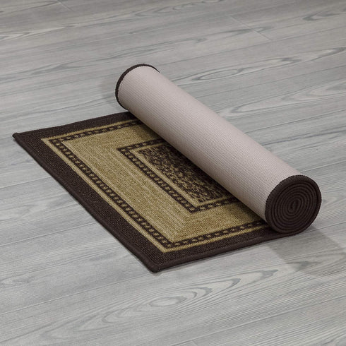 Ottomanson Contemporary Bordered Ottohome Rug, 20 in x 59 in, Chocolate Brown