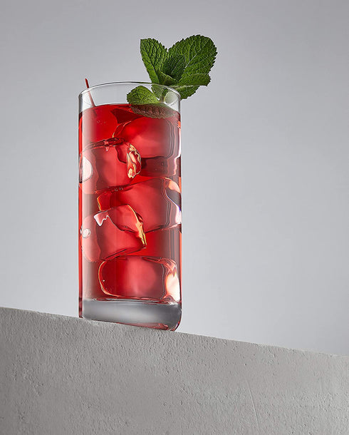 JoyJolt Faye Highball Glasses Set of 6 Tall Drinking Glasses. 13oz Cocktail Glass Set. Lead-Free Crystal Glassware. Bourbon or Whiskey Glass Cup, Bar, Iced Tea, Water, Mojito and Tom Collins Glasses