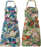 2 Pack Bib Aprons for Women Soft Cotton Linen Kitchen Cooking Chef Apron with Pockets Adjustable Machine Washable 002