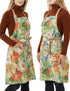 2 Pack Bib Aprons for Women Soft Cotton Linen Kitchen Cooking Chef Apron with Pockets Adjustable Machine Washable 002
