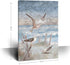 Ocean Beach Canvas Wall Art for Bedroom Abstract Seaside Seagull Seascape Painting Coastal Picture Perching Bird by The Sea Shore Framed Artwork for Bathroom Living Room Office Decor 16x24inch