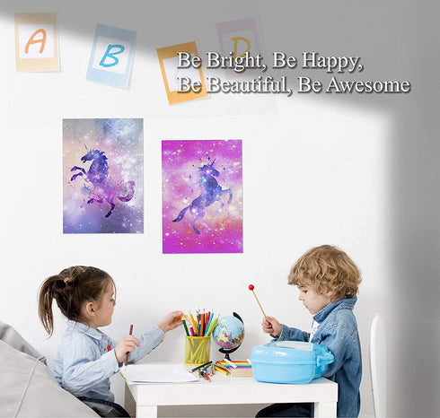 HK Studio Unicorn Posters - Self Adhesive, Easy Peel and Stick - Unicorn Wall Decor Poster for Girls Bedroom