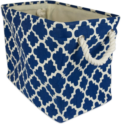 DII Polyester Container with Handles, Lattice Storage Bin, Large, Navy Lattice