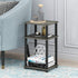 Furinno Just 3-Tier Turn-N-Tube End Table / Side Table / Night Stand / Bedside Table with Plastic Poles, 1-Pack, French Oak Grey/Black