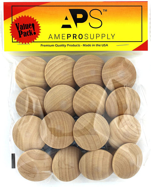AmePro Supply Wood knobs for Cabinet Doors, Dresser Furniture Drawers, 1 1/2 inch Small Wooden Knob, Unfinished Craft, Folding Bifold Door Cabinets Drawer, Stain or Paint White (8)