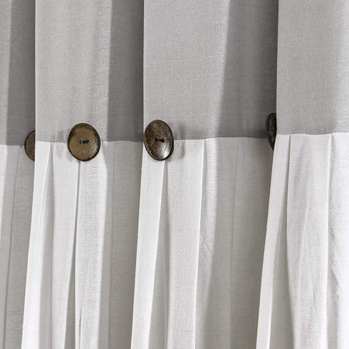 Lush Decor, Gray/White Linen Button Window Curtain Single Panel, 84" x 40", 84"x 40"