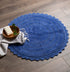 DII Crochet Collection Reversible Bath Mat, Round, 27.5" Diameter, Blueberry