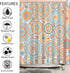 Boho Shower Curtain Orange Floral Mandala Flower Paisley Bohemian Shower Curtains for Bthroom, Orange Blue and Teal, 72" x 72"
