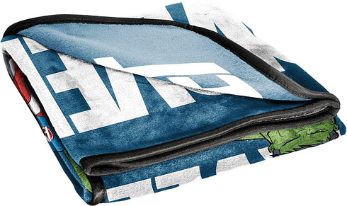 Marvel Avengers Brave & Bold Throw Blanket - Measures 46 x 60 inches, Kids Bedding Features Captain America, Thor, & Hulk - Fade Resistant Super Soft Fleece (Official Marvel Product)