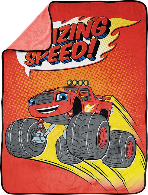 Jay Franco Blaze and The Monster Machines Off to The Races Throw Blanket - Measures 46 x 60 inches, Kids Bedding - Fade Resistant Super Soft Fleece (Official Blaze Product)