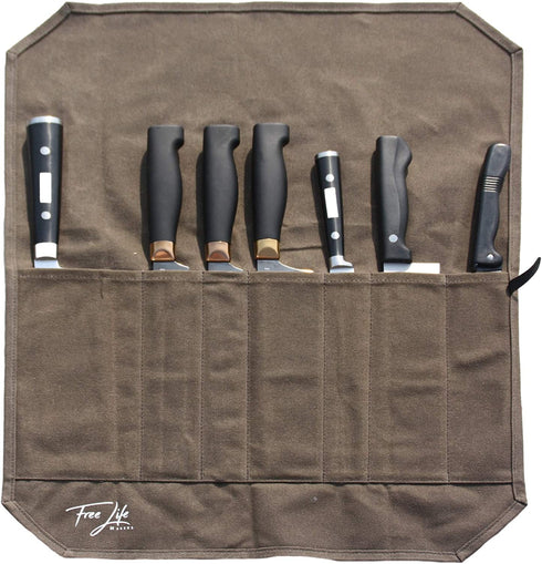 Free Life Makers Knife Storage Bag | Rolled Premium Knife Carrier Holder and Organizer